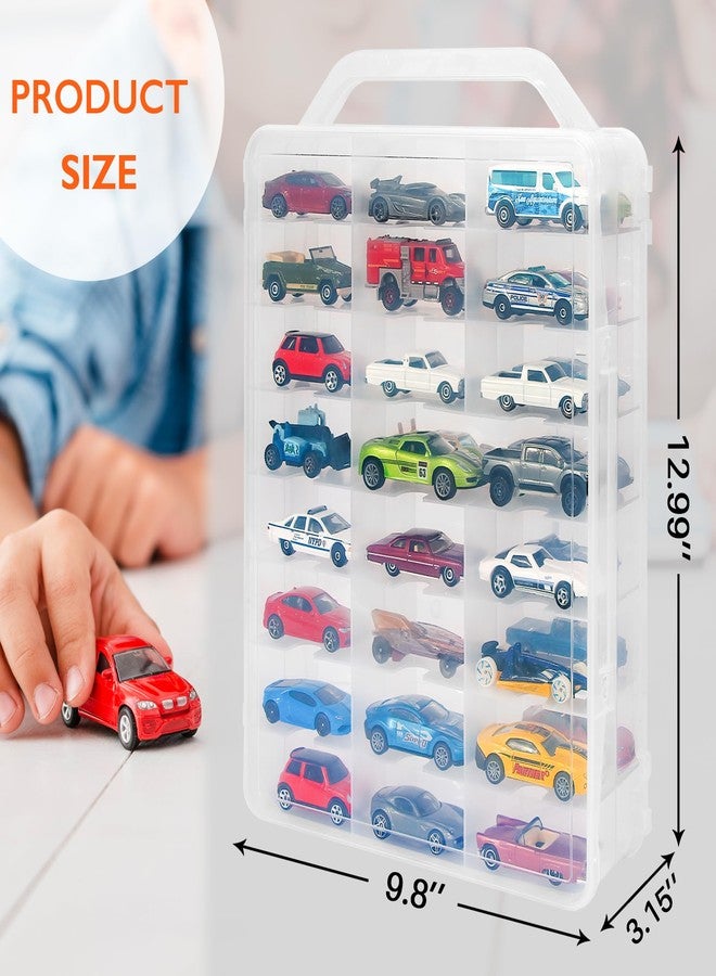KISLANE Double Sided Toy Car Storage Case for 48 Toy Cars, Matchbox Cars, Mini Toys, Small Dolls, Portable Storage Case for Toy Cars, Matchbox Cars with 46 Slots, Case Only (Transparent-2 Pack) - Image 2